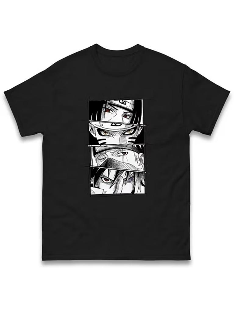 Naruto Manga Eyes T-Shirt Men Itachi Naruto Kakashi Sasuke Anime Character Graphic Short Sleeve Oversized Streetwear Fan Tee