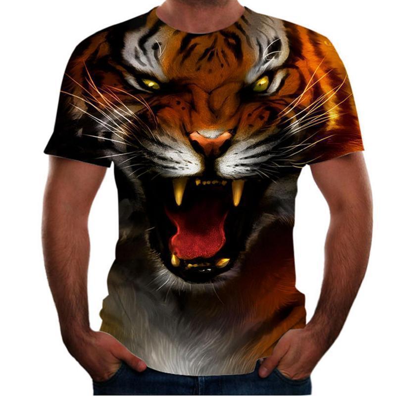 Animal Tiger 3D T-shirt Men's Lion Short Sleeved Men's Quick Drying T-shirt
