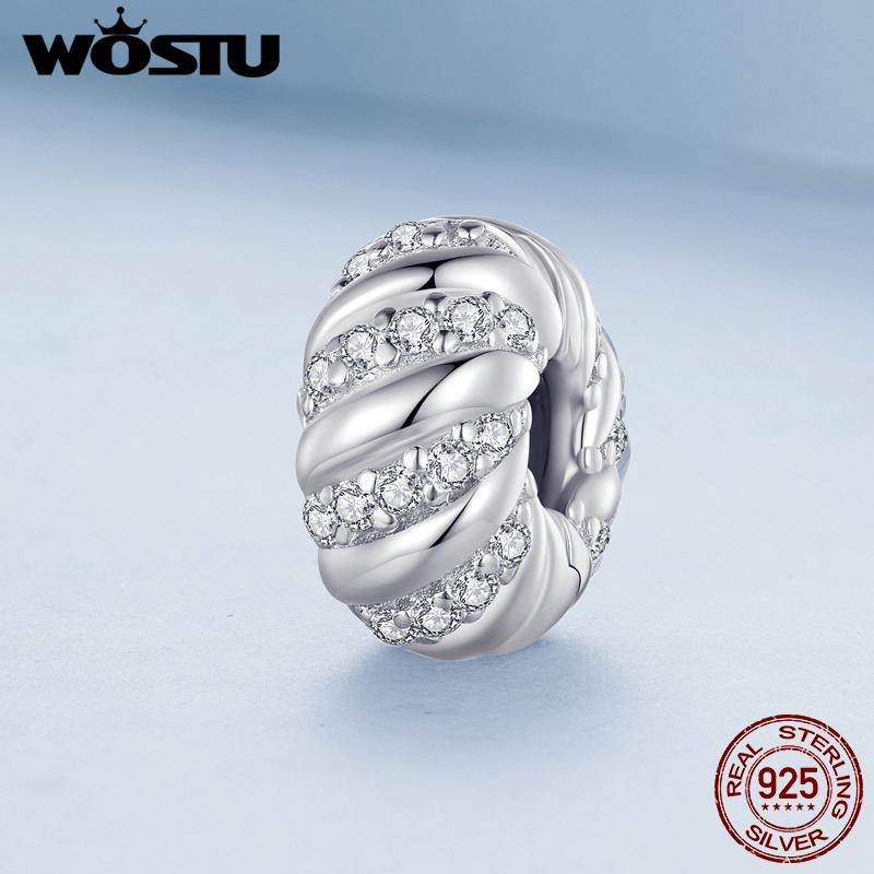 

WOSTU Стерлинговое серебро 925 пробы, силиконовые бусины-зажимы, подвески для браслета, ювелирные изделия своими руками 925 silver