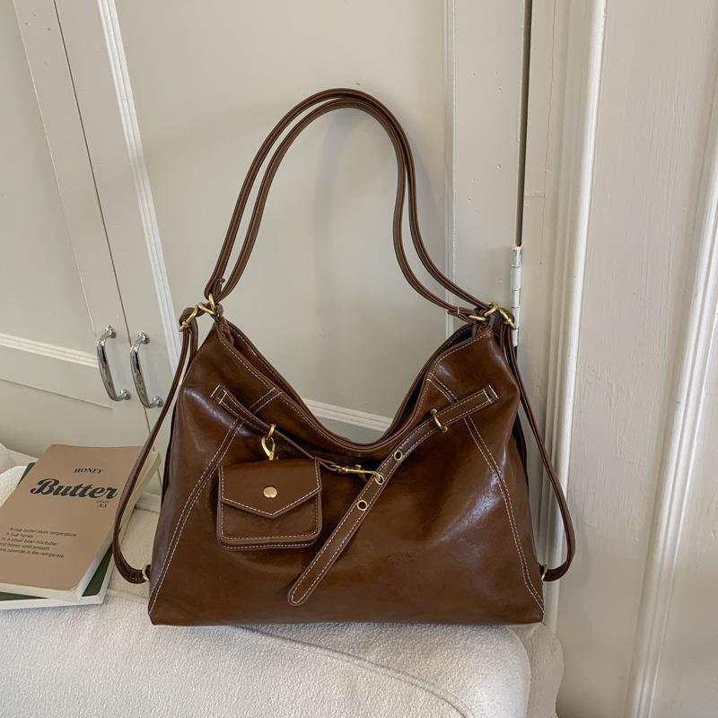 

Retro large-capacity bag women s new fashion commuter tote backpack casual simple shoulder messenger bag tide 35*12*26 коричневый