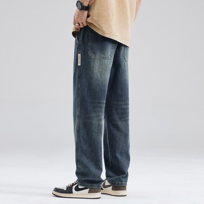 Foreign Trade Surplus American Retro Jeans for Men, Spring and Autumn Loose Straight-Leg New Style, Summer Trendy Casual Wide-Leg Long Pants