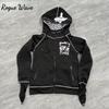 RogueWave Mode Retro Trend Harajuku Ins Reißverschluss Kapuzen Cardigan Sweatshirt Street Punk Damen Oberteil Y2k Kleidung