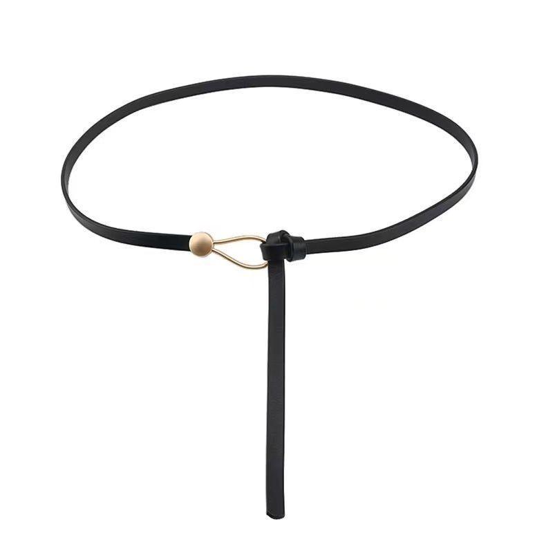 

Винтажный Элегантный Корейский Ретро Ремень Модный Простой Аксессуар Для Платьев И Джинсов Black No Hole Tie