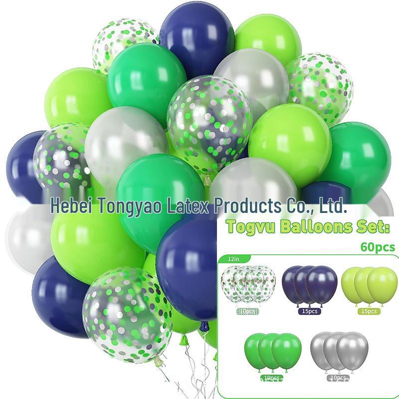 60-Piece 12" Vintage Color Glitter Balloon Set for Birthday Parties