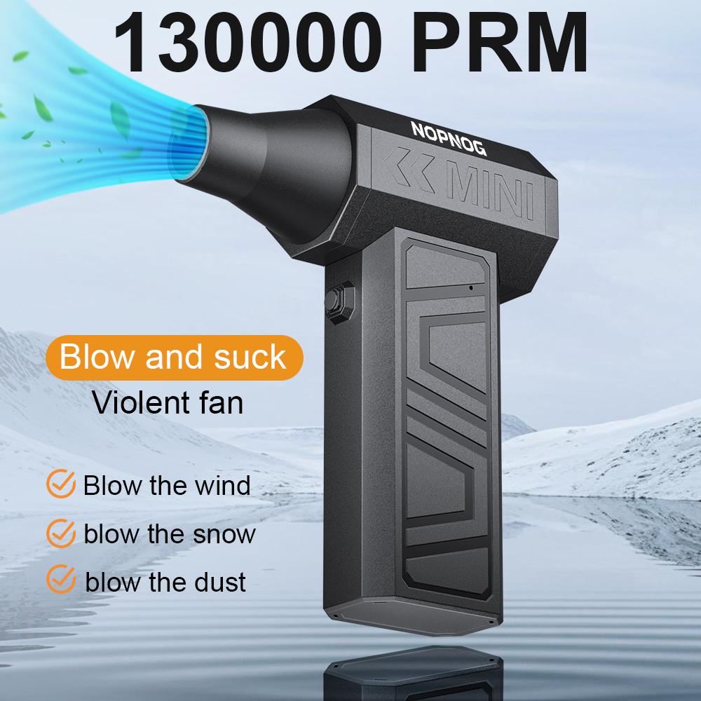 Type-C Charging Blowing Snow Car Fan 4 Gears Portable Cleaning Blower Tool 5 Outlet Nozzles Electric Air Duster 130000RPM Turbo Jet Fan