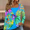Tops for Women Floral Print Long Sleeve Fake Two‑Piece Top Fall Casual Slim Pullover Women's Long Sleeve Top