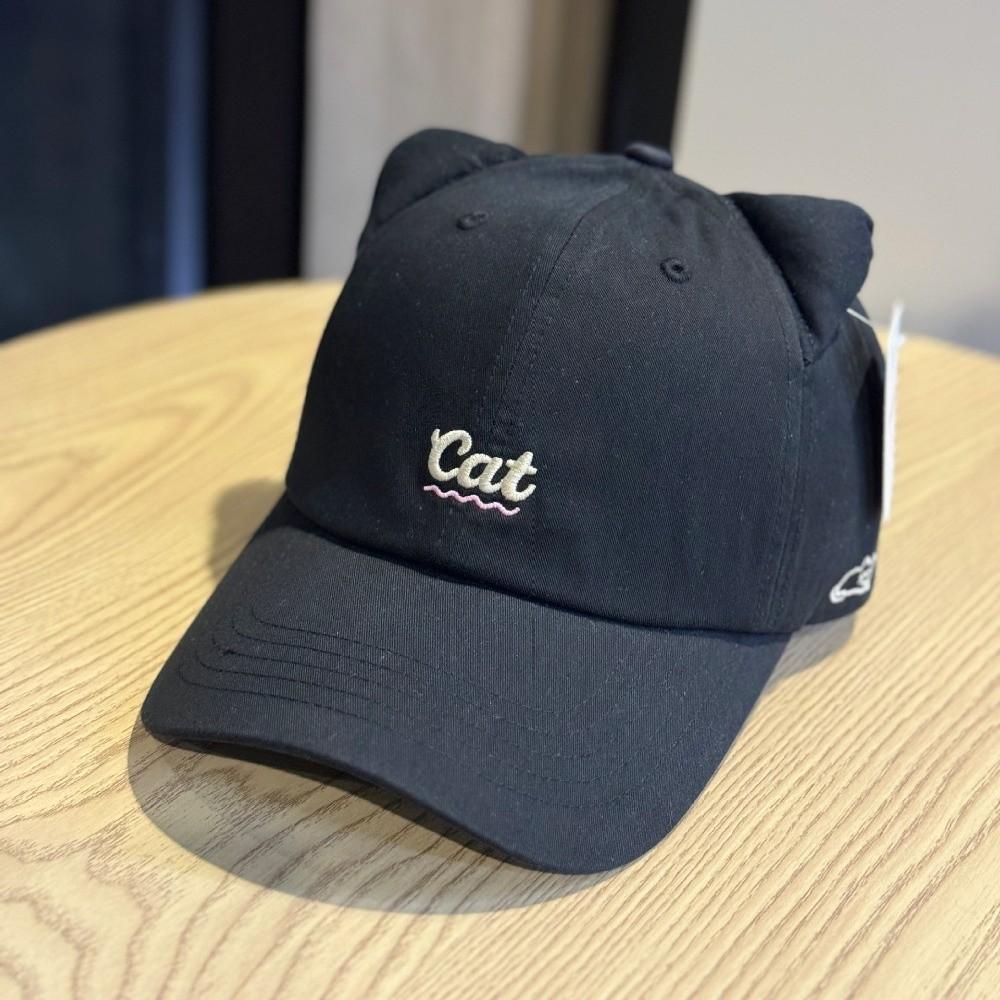 3D Cat Ear Cat Ear Baseball Cap Embroidery Letter Wide-brimmed Embroidery Letter Baseball Cap Breathable Duckbill Cap for Women чёрный