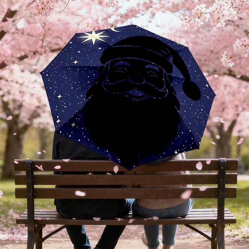 Santa's Starry Night Adventure: Automatic Opening/Closing Umbrella Outdoor Protection, Travel Accessory, Lightweight & Durable 113