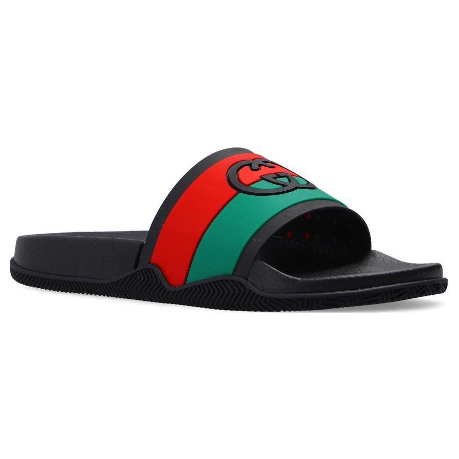Gucci Slide 'Interlocking G - Black Red Green' 655265 JFA00 8815