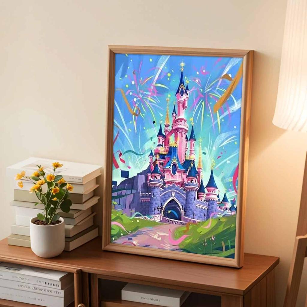 Diamond Mosaic Colorful Diamond Painting Beautiful Castle Full Round Embroidery Cartoon Creative Hobbies Wall Decor