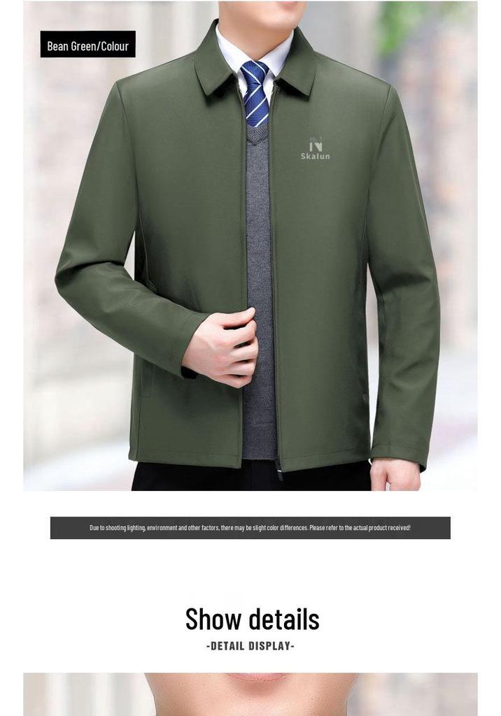 Men's Lapel Jacket: Loose Fit, Plus Size, Dad Style, Versatile Business Wear for Middle-aged & Elderly - Spring & Autumn