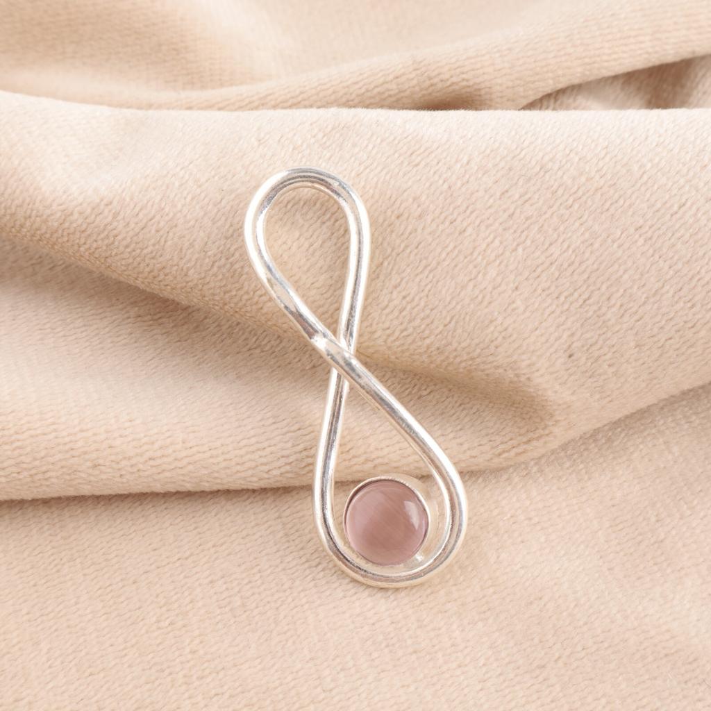 Purple Cat's Eye Gemstone 925 Solid Silver Jewelry Handmade Girls Pendant 1.66" PP-20-44