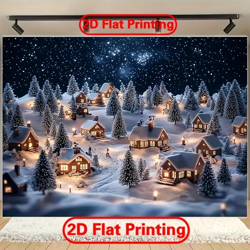 2D Plane - 1 piece - Christmas Village Snowscape Fabric - Suitable for living room bedroom bar office -ZL