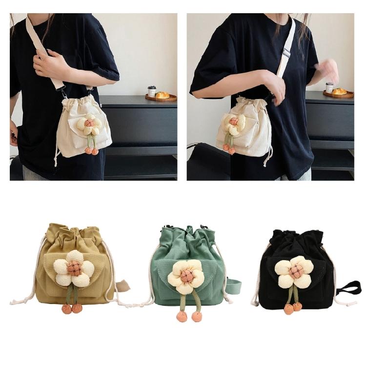 Women's Adjustable Drawstring Bucket Bag Nylon Shoulder Bags for Work and Travel