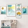 Blue Ocean Fish Whale Lighthouse Sun Nautical Nursery Wall Art Canvas Painting Posters And Prints Wall Pictures Kids Room Decor