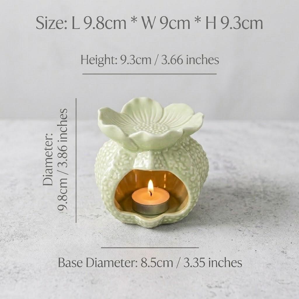Minimalist Ceramic Flower Oil Burner - Modern Home Fragrance Decor