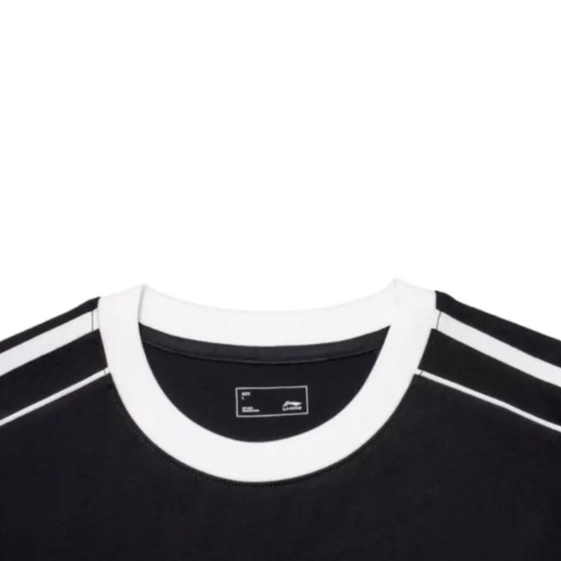 Li-Ning Retro Loose Short Sleeve T-Shirt Trendy Quick-Dry Comfortable Shorts Casual Sports Suit Unisex Sports Suit Black YHSV367-2+YKSV113-1