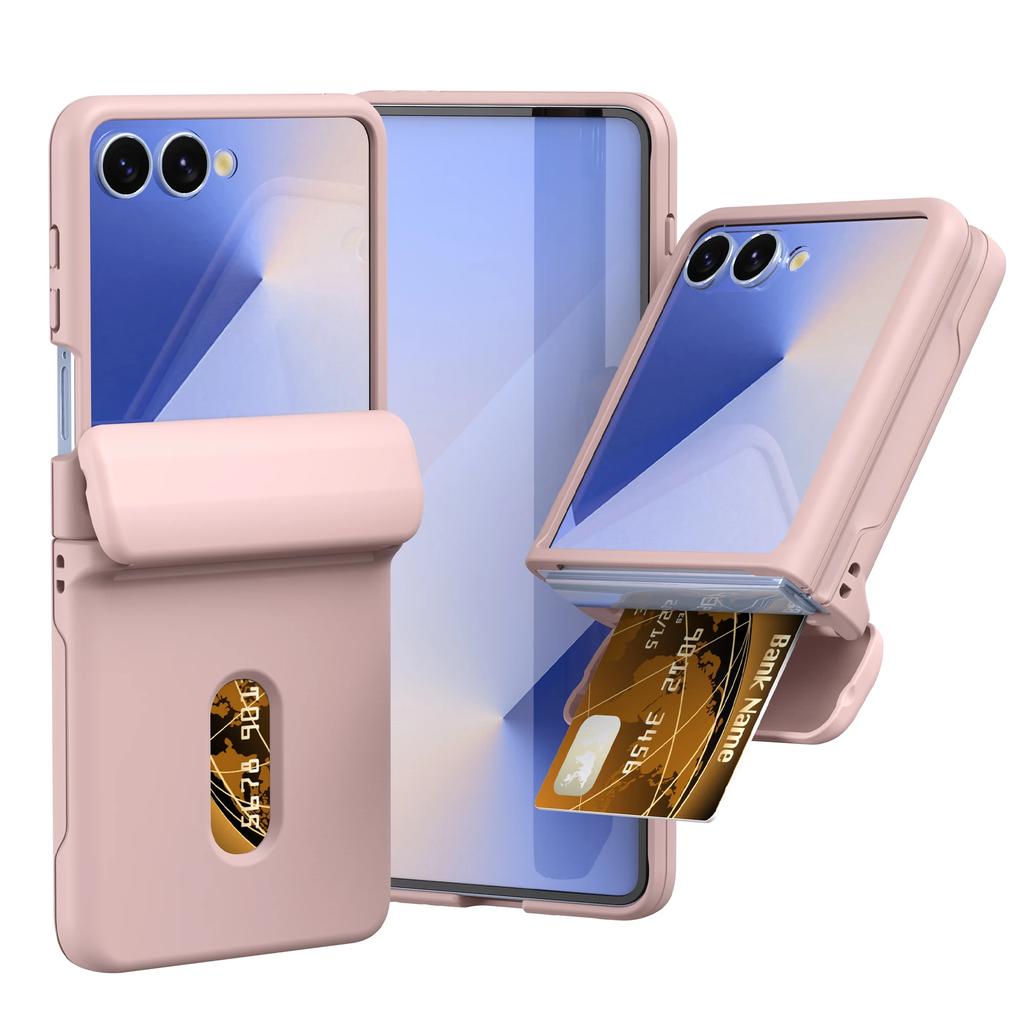 Huidachtig Harde Schaal met Scharnierbescherming Telefoonhoesje voor Samsung Galaxy Z Flip 7 Flip7 5G Kaarthouder Beschermhoes