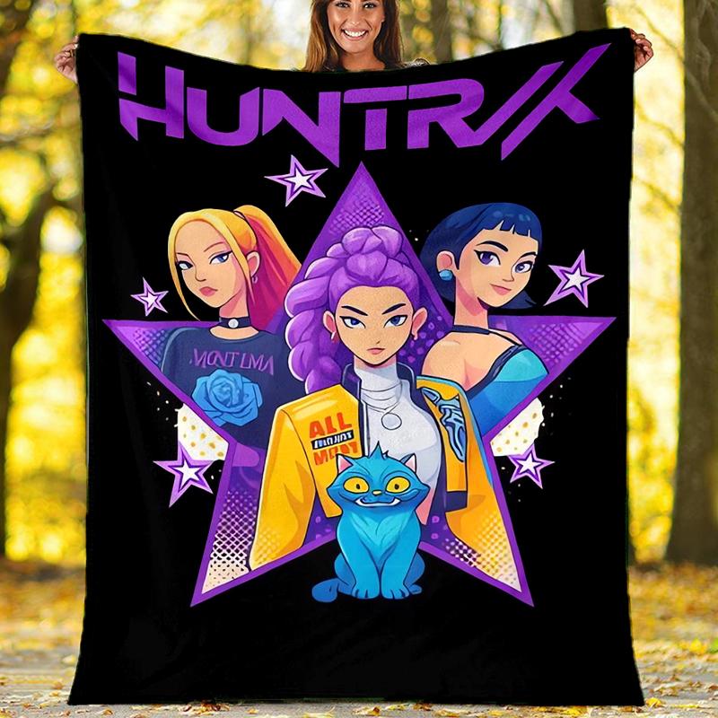 Coperta stampata a tema Cacciatori di Demoni KPop - Perfetta per divano, letto, viaggi e uso all'aperto | Lavabile in lavatrice, accogliente e resistente.
