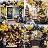 134pcs Black and Gold with Gold Confetti Balloon Garland Arch Set, Suitable for Birthday, Christmas, and New Year Decorations
