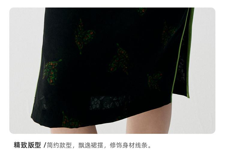 [New Chinese Qipao] 100% Mulberry Silk Summer Small Stand Collar Reduced Age Printed Fragrant Cloud Yarn Dress