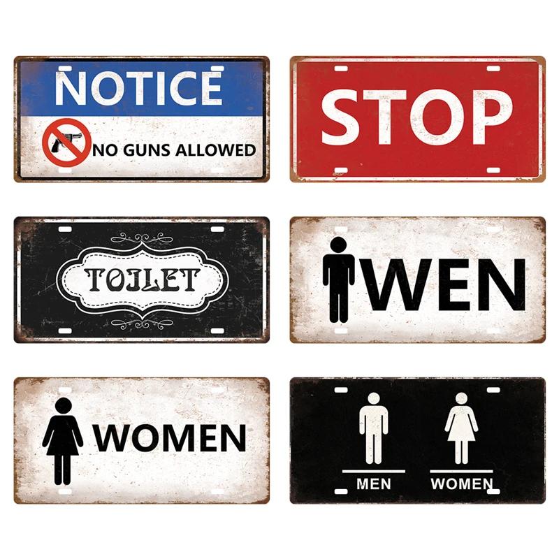 Smile WIFI Toile Caution License Plate Store Wall Decor Restrooms Tin Sign Vintage Road Guide Metal Sign Painting Plaques Poster