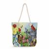 Flower Bird print thick rope single-shoulder beach bag 7272 CLE