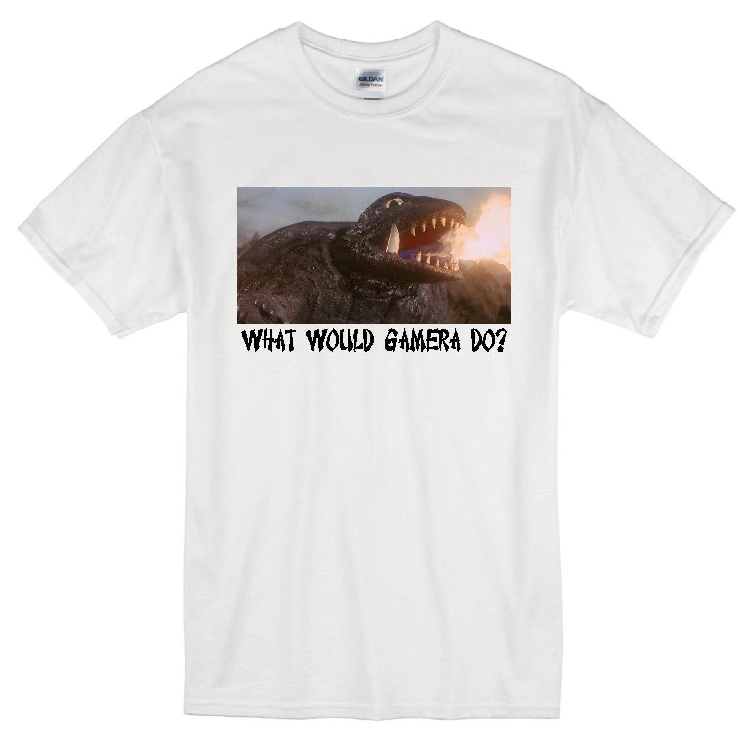 GAMERA WWD? JAPANESE SCI-FI MONSTER TURTLE RETRO MOVIE KAIJU WHITE T-shirt S