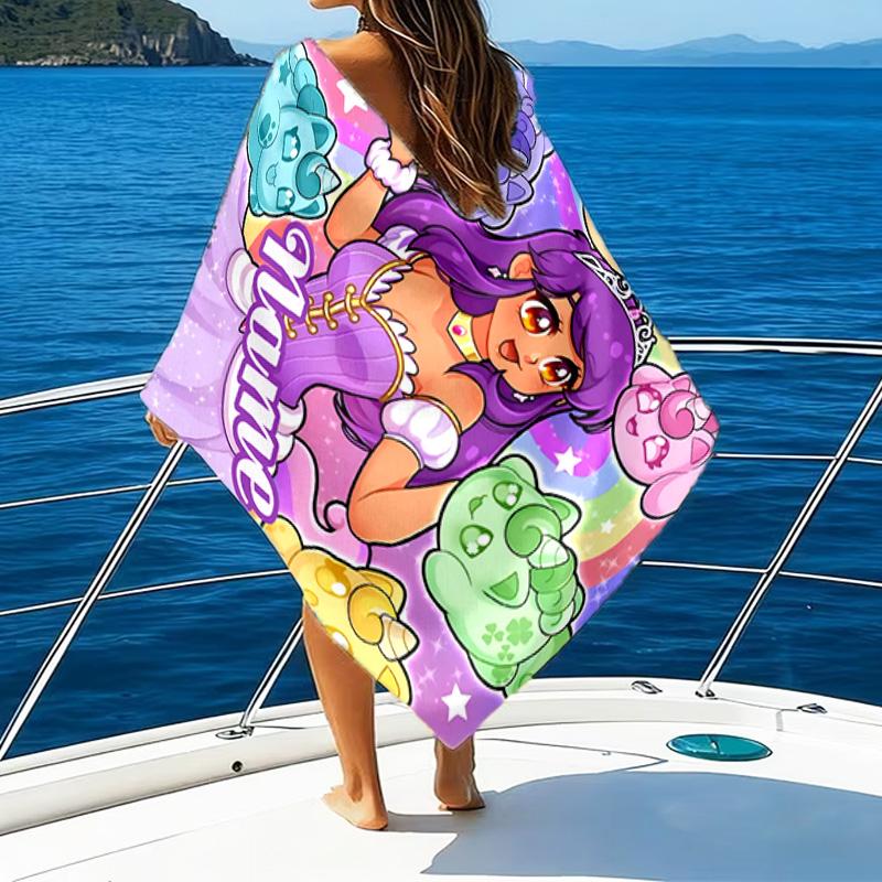 1PC Custom Name Beach Towel Aphmau Candy Adventure Beach Towel, Suitable for Camping, Travel, Beach Accessories, Super Absorbent, Family Gift