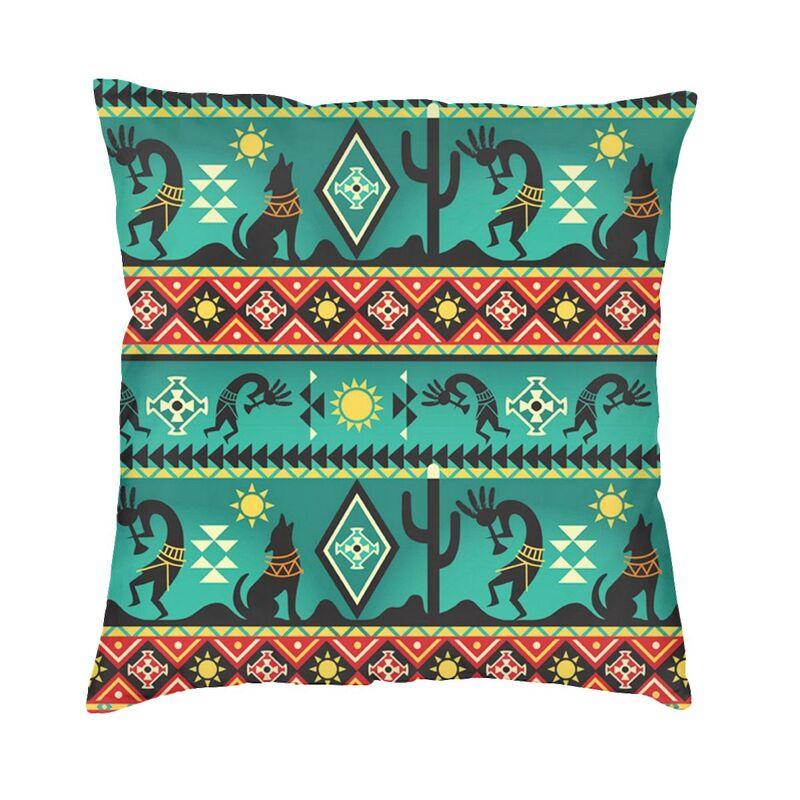 Fashion Kokopelli The Flute Player Throw Pillow Case Home Decorative Aboriginal Tribal Pattern Cushion Cover 40x40 Pillowcover