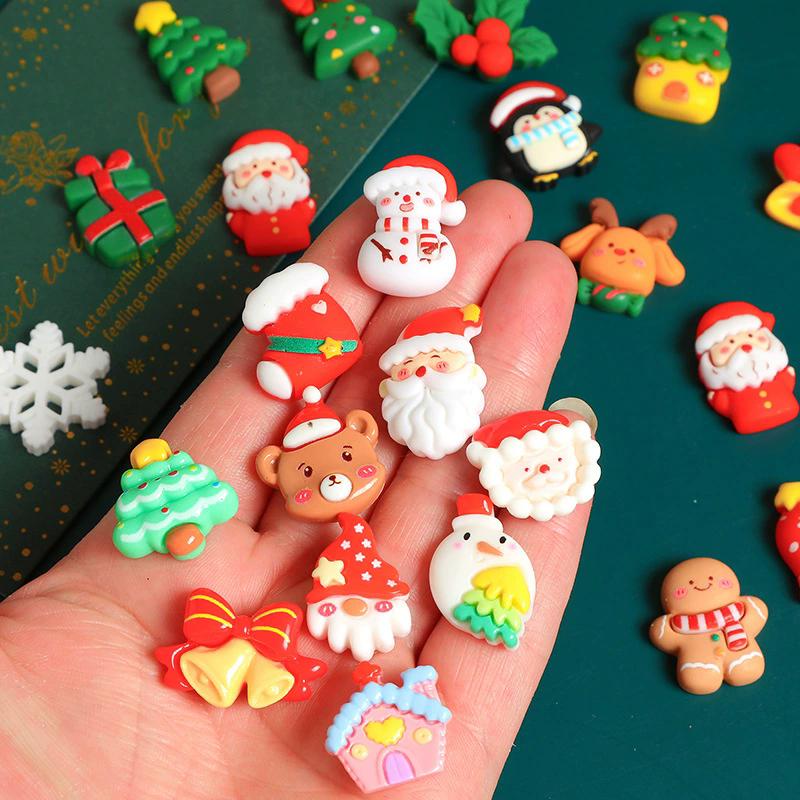 WTEMPO Mini Cute Christmas Resin Accessories Suitable for DIY Crafts Hairband Accessories Scrapbooking Phone Case Making Accessories Party Gifts