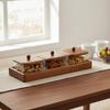 Glass Relish Dish Set with Wooden Tray Multipurpose Use Divided Serving Tray with Lids Wooden Candy and Nut Dish Elegant Design