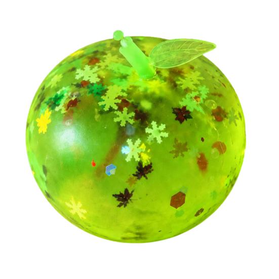 Soft TPR Fidgets Simulation Slush Apple Squeeze Toy, Glitter Stars And Sequins Decor, Stocking Stuffers for Kids Stress Relief Sensory Fidget