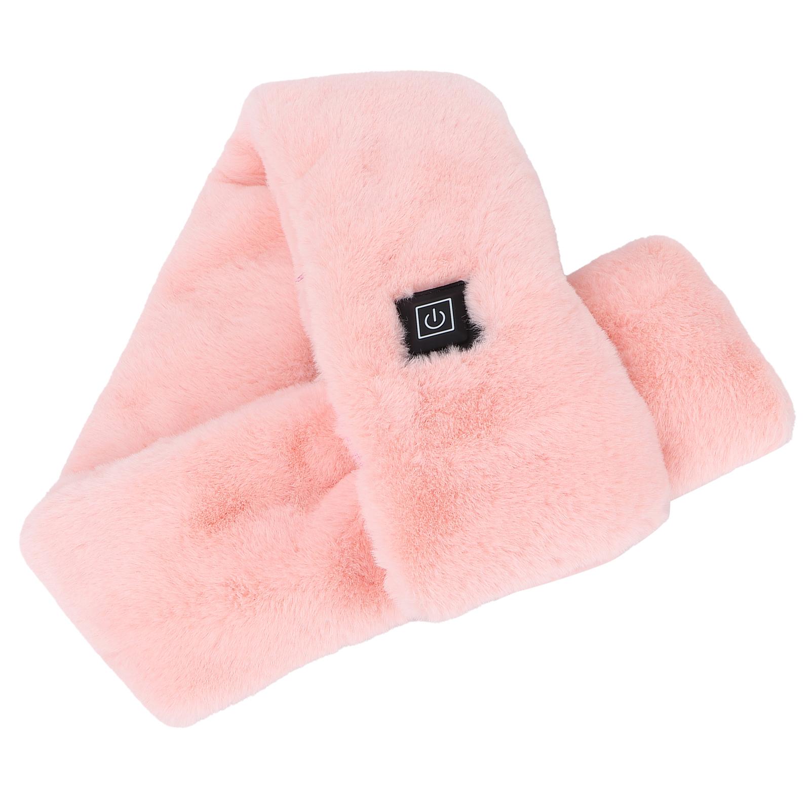 USB Heated Scarf Adjustable Neck Heating Scarf Detachable Plush Warming Neck Wrap ScarfPink розовый