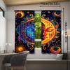 2pcs Colorful Abstract Sun and Moon Curtains – Vibrant Fantasy Style Drapes with Rod Pocket   Digital Printed Polyester   Perfect