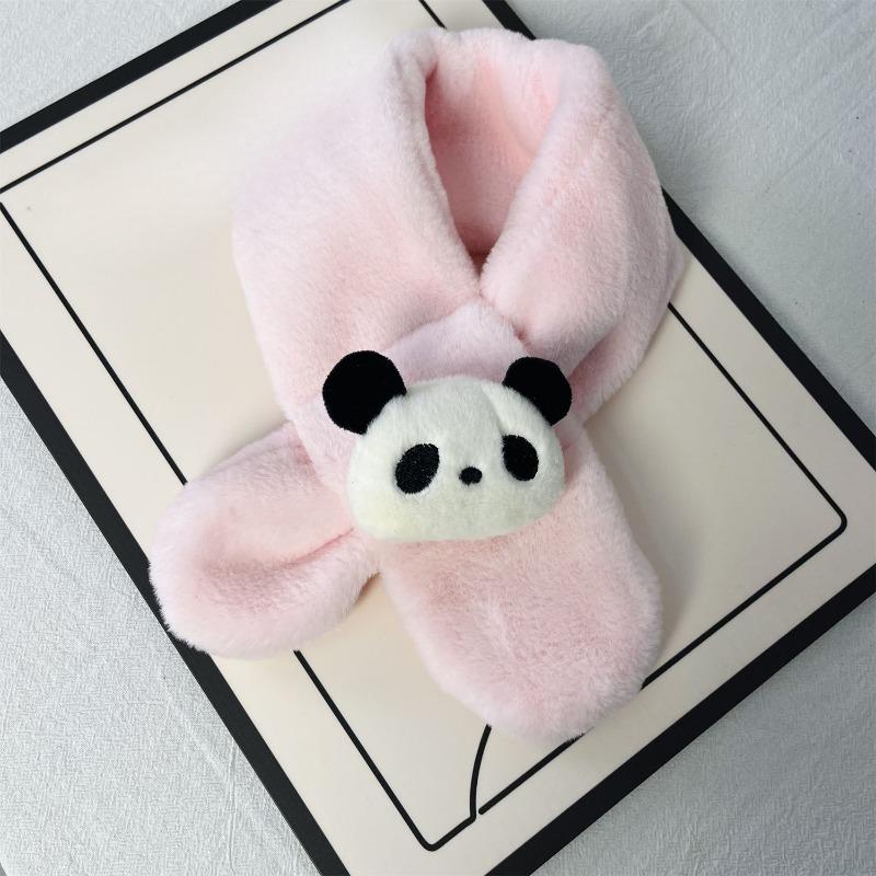 

Winter Cute Panda Cartoon Kids Thickened Warmer Cross Scarf one size рожевий