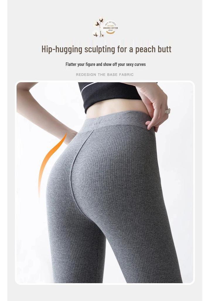 Gray Vertical Stripe Plus Velvet Women's Leggings, Thick Warm, Plus Size, Petite, Slimming, Tight-Fitting Pants for Spring and Autumn.