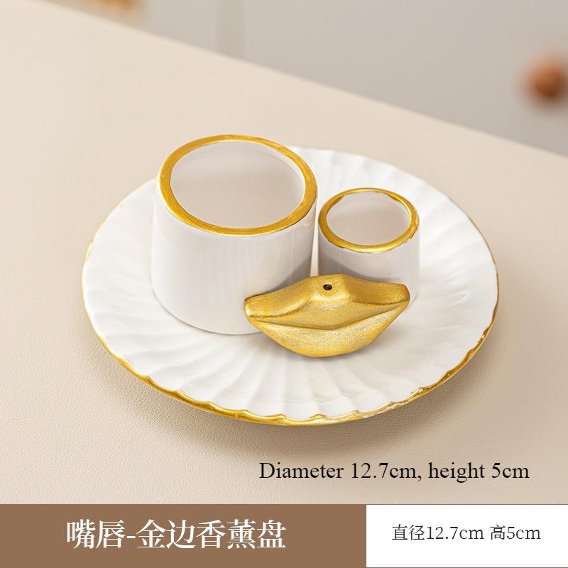 Ceramic Incense Burner Candle Holder Aromatherapy Candlestick Holder Sage Tray Holy Wood Burning Stand Incense Ash Collector