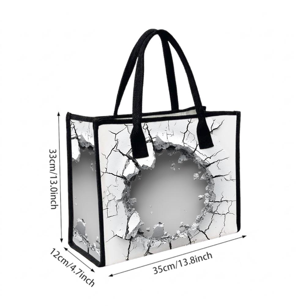Creative Crack Pattern Tote Bag Large Capacity Casual Handbag for Daily Shopping Travel Commute