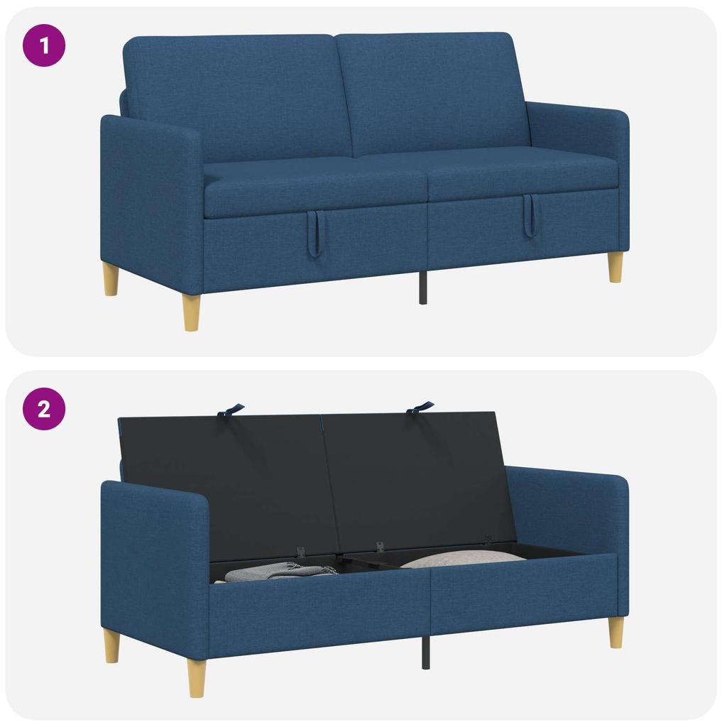 Blue Storage Sofa 172 x 78 x 87 cm Polyester