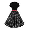 Women's Fashionable Retro Hepburn-Print Floral Polka Dot Bow Dress For Summer