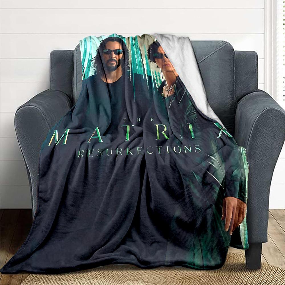 1pc The Matrix Flannel Throw Blanket - HD Printed Lightweight Soft Warm All-Season Blanket for Sofa, Bed, Travel, Camping 008