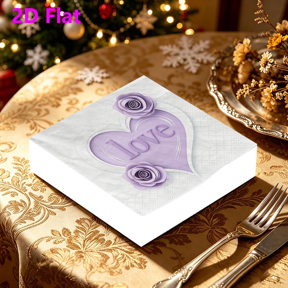 20pcs Disposable Napkins with Love Pattern Print for Wedding,Parties,and Daily Use for Thanksgiving Fall Christmas Table Decoration