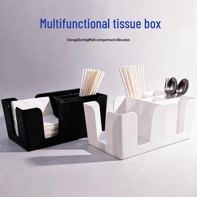 PP Plastic Multi-functional Tissue Box and Storage Rack for Countertops