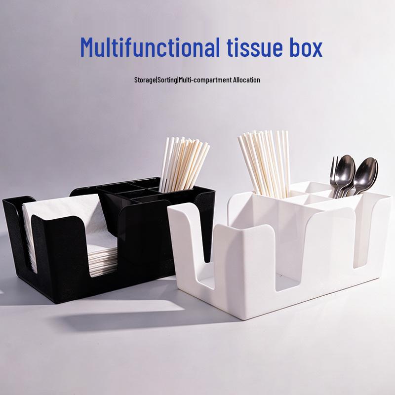 PP Plastic Multi-functional Tissue Box and Storage Rack for Countertops