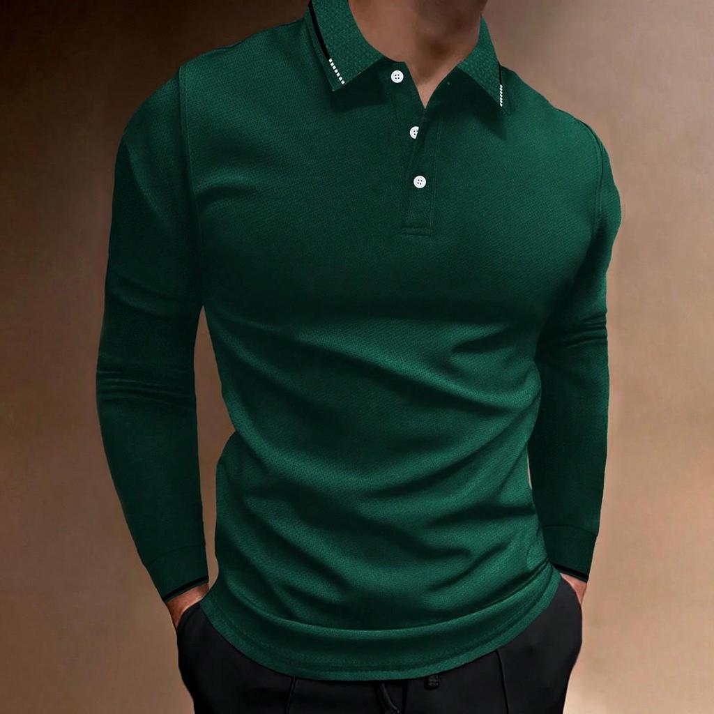 Spring and Autumn Men's Long Sleeve Business Casual Versatile Breathable Moisture Wicking Commuter Daily Top
