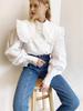 European Winter French-Style Peter Pan Collar Shirt for Women - Trendy White Commuting Top
