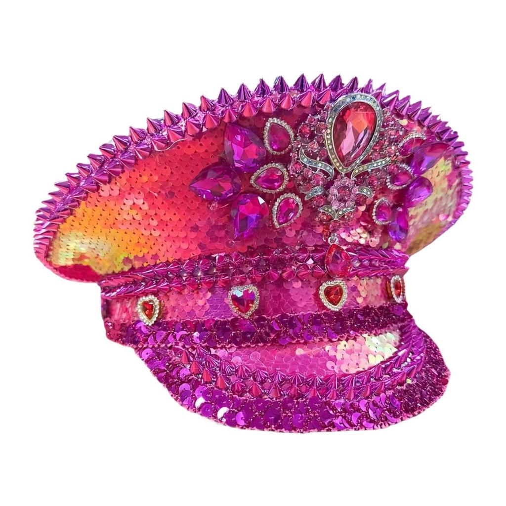 Rhinestones Studs Costume Hat Decor Novelty Gothic Party for Cosplay Events