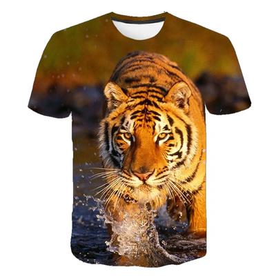 Neues Tiger 3D-gedrucktes Herren-Vielseitigkeits-T-Shirt, Lustig, Modisch, Cooles Tier-Oberteil, Atmungsaktiv und Leicht, Sommer Kurzarm