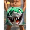 New Men's Fashion Printed Beach Shorts Domineering Big Shark Pattern Print
